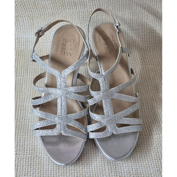 Naturalizer Baylor Silver Women's Size 8W Heels Pumps Sparkle Glitter Prom Event - Picture 4 of 14